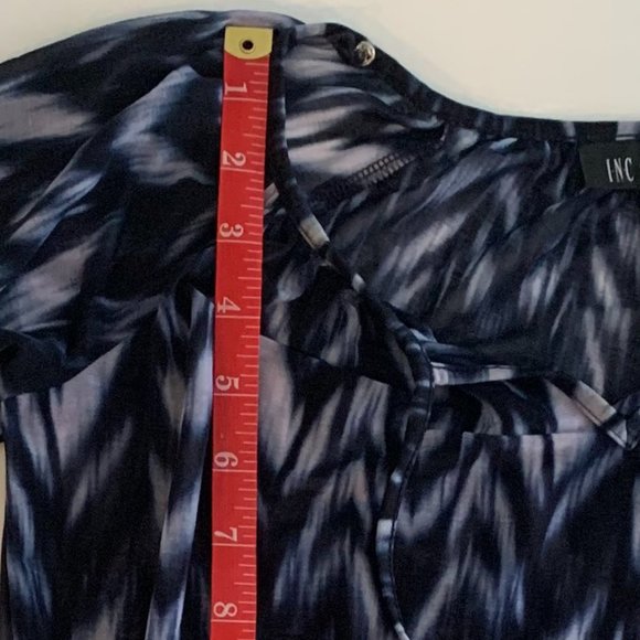 EUC INC International Concepts Woman's Blouse Navy Blue/White Sz PP Long Sleeve - Picture 11 of 14